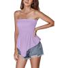 imageLYANER Womens Frill Shirred Ruffle Hem Strapless Tube Top Sleeveless Pleated Peplum Bandeau BlouseLight Purple