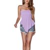 imageLYANER Womens Frill Shirred Ruffle Hem Strapless Tube Top Sleeveless Pleated Peplum Bandeau BlouseLight Purple