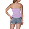 imageLYANER Womens Frill Shirred Ruffle Hem Strapless Tube Top Sleeveless Pleated Peplum Bandeau BlouseLight Purple