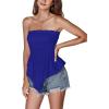 imageLYANER Womens Frill Shirred Ruffle Hem Strapless Tube Top Sleeveless Pleated Peplum Bandeau BlouseLight Royal