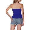 imageLYANER Womens Frill Shirred Ruffle Hem Strapless Tube Top Sleeveless Pleated Peplum Bandeau BlouseLight Royal
