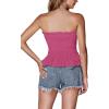 imageLYANER Womens Frill Shirred Ruffle Hem Strapless Tube Top Sleeveless Pleated Peplum Bandeau BlouseRose