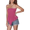 imageLYANER Womens Frill Shirred Ruffle Hem Strapless Tube Top Sleeveless Pleated Peplum Bandeau BlouseRose