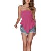 imageLYANER Womens Frill Shirred Ruffle Hem Strapless Tube Top Sleeveless Pleated Peplum Bandeau BlouseRose