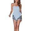 imageLYANER Womens Frill Shirred Ruffle Hem Strapless Tube Top Sleeveless Pleated Peplum Bandeau BlouseSky Blue