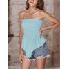 imageLYANER Womens Frill Shirred Ruffle Hem Strapless Tube Top Sleeveless Pleated Peplum Bandeau BlouseSky Blue