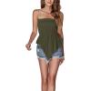 imageLYANER Womens Frill Shirred Ruffle Hem Strapless Tube Top Sleeveless Pleated Peplum Bandeau BlouseSolid Army Green