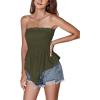 imageLYANER Womens Frill Shirred Ruffle Hem Strapless Tube Top Sleeveless Pleated Peplum Bandeau BlouseSolid Army Green