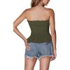 imageLYANER Womens Frill Shirred Ruffle Hem Strapless Tube Top Sleeveless Pleated Peplum Bandeau BlouseSolid Army Green