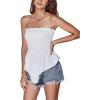imageLYANER Womens Frill Shirred Ruffle Hem Strapless Tube Top Sleeveless Pleated Peplum Bandeau BlouseWhite
