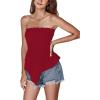 imageLYANER Womens Frill Shirred Ruffle Hem Strapless Tube Top Sleeveless Pleated Peplum Bandeau BlouseWine