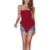 imageLYANER Womens Frill Shirred Ruffle Hem Strapless Tube Top Sleeveless Pleated Peplum Bandeau BlouseWine