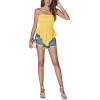 imageLYANER Womens Frill Shirred Ruffle Hem Strapless Tube Top Sleeveless Pleated Peplum Bandeau BlouseYellow