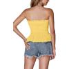 imageLYANER Womens Frill Shirred Ruffle Hem Strapless Tube Top Sleeveless Pleated Peplum Bandeau BlouseYellow
