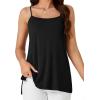 imageLYANER Womens Loose Square Neck Spaghetti Straps Slit Side Camisole Tank Cami TopBlack