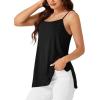 imageLYANER Womens Loose Square Neck Spaghetti Straps Slit Side Camisole Tank Cami TopBlack