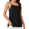 imageLYANER Womens Loose Square Neck Spaghetti Straps Slit Side Camisole Tank Cami TopBlack