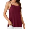 imageLYANER Womens Loose Square Neck Spaghetti Straps Slit Side Camisole Tank Cami TopBurgundy