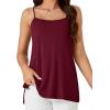 imageLYANER Womens Loose Square Neck Spaghetti Straps Slit Side Camisole Tank Cami TopBurgundy