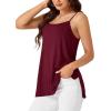 imageLYANER Womens Loose Square Neck Spaghetti Straps Slit Side Camisole Tank Cami TopBurgundy