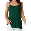 imageLYANER Womens Loose Square Neck Spaghetti Straps Slit Side Camisole Tank Cami TopDark Green