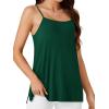 imageLYANER Womens Loose Square Neck Spaghetti Straps Slit Side Camisole Tank Cami TopDark Green