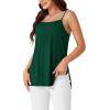 imageLYANER Womens Loose Square Neck Spaghetti Straps Slit Side Camisole Tank Cami TopDark Green