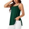imageLYANER Womens Loose Square Neck Spaghetti Straps Slit Side Camisole Tank Cami TopDark Green