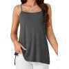 imageLYANER Womens Loose Square Neck Spaghetti Straps Slit Side Camisole Tank Cami TopGray