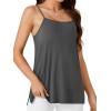 imageLYANER Womens Loose Square Neck Spaghetti Straps Slit Side Camisole Tank Cami TopGray