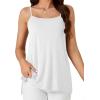 imageLYANER Womens Loose Square Neck Spaghetti Straps Slit Side Camisole Tank Cami TopWhite