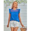 imageLYANER Womens Round Neck Contrast Lace Ruffle Cap Sleeve Tank Tops Shirt BlouseBlue
