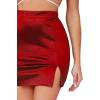 imageLYANER Womens Satin Silky Elastic Wasit Split Slit Hem Bodycon Short SkirtBurgundy