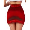 imageLYANER Womens Satin Silky Elastic Wasit Split Slit Hem Bodycon Short SkirtBurgundy