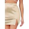 imageLYANER Womens Satin Silky Elastic Wasit Split Slit Hem Bodycon Short SkirtChampagne