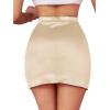 imageLYANER Womens Satin Silky Elastic Wasit Split Slit Hem Bodycon Short SkirtChampagne