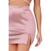 imageLYANER Womens Satin Silky Elastic Wasit Split Slit Hem Bodycon Short SkirtDaisy Pink