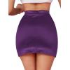 imageLYANER Womens Satin Silky Elastic Wasit Split Slit Hem Bodycon Short SkirtDark Purple