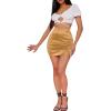 imageLYANER Womens Satin Silky Elastic Wasit Split Slit Hem Bodycon Short SkirtGold