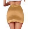 imageLYANER Womens Satin Silky Elastic Wasit Split Slit Hem Bodycon Short SkirtGold