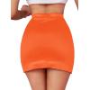 imageLYANER Womens Satin Silky Elastic Wasit Split Slit Hem Bodycon Short SkirtOrange