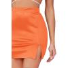 imageLYANER Womens Satin Silky Elastic Wasit Split Slit Hem Bodycon Short SkirtOrange