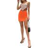 imageLYANER Womens Satin Silky Elastic Wasit Split Slit Hem Bodycon Short SkirtOrange