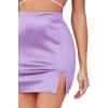 imageLYANER Womens Satin Silky Elastic Wasit Split Slit Hem Bodycon Short SkirtPurple