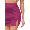 imageLYANER Womens Satin Silky Elastic Wasit Split Slit Hem Bodycon Short SkirtRose