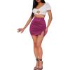 imageLYANER Womens Satin Silky Elastic Wasit Split Slit Hem Bodycon Short SkirtRose