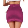 imageLYANER Womens Satin Silky Elastic Wasit Split Slit Hem Bodycon Short SkirtRose
