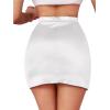 imageLYANER Womens Satin Silky Elastic Wasit Split Slit Hem Bodycon Short SkirtWhite