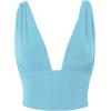 imageLYANER Womens Sexy Deep V Neck Slim Fitted Strap Crop Cami Tank Sleeveless TopBaby Blue