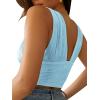 imageLYANER Womens Sexy Deep V Neck Slim Fitted Strap Crop Cami Tank Sleeveless TopBaby Blue